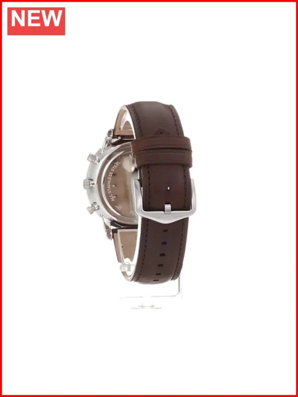 44mm Quartz Chronograph Stainless Steel Leather Watch